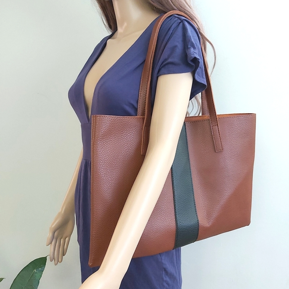 Vince Camuto brown vegan faux leather pleather tote bag